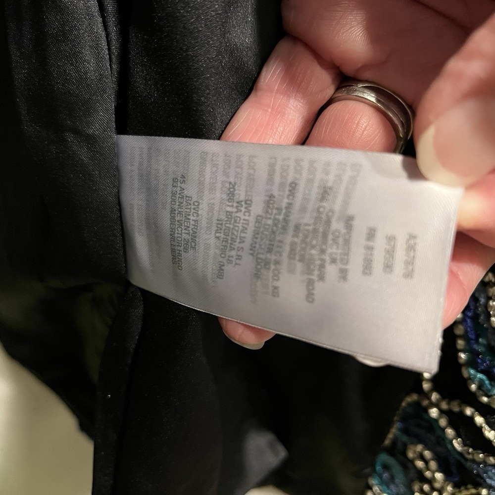Dennis Basso Women's Black Aqua Blue Embroidery Lace Lined Jacket Size US 12 NEW - Picture 16 of 16